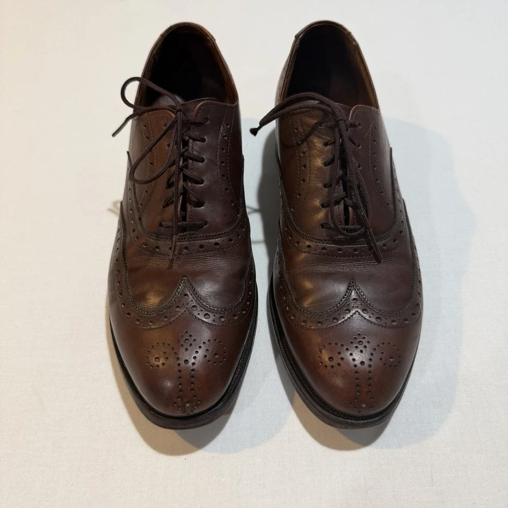 Allen Edmonds Chester Wingtip Oxfords Brown Leather Mens 8 A Narrow 4612 USA